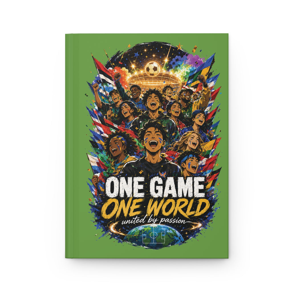 Soccer Journal — "One Game One World" Personalized Hardcover Notebook (Custom Name & Number)