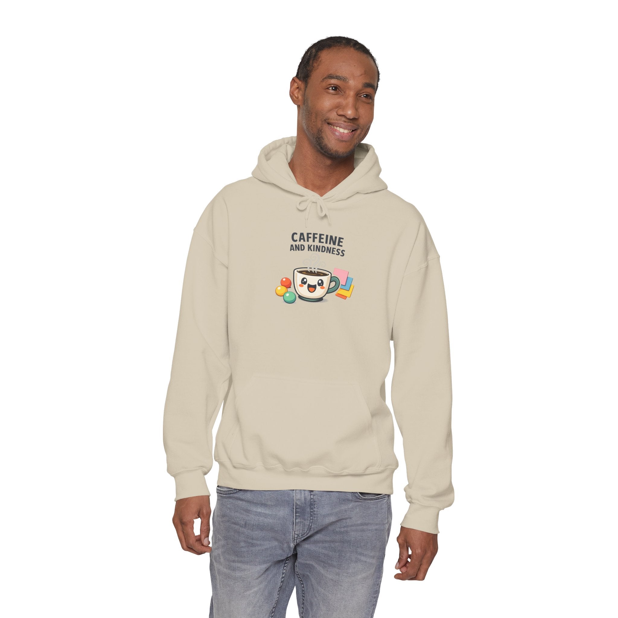 Caffeine and Kindness Hoodie - Cozy Coffee-Themed Sweatshirt