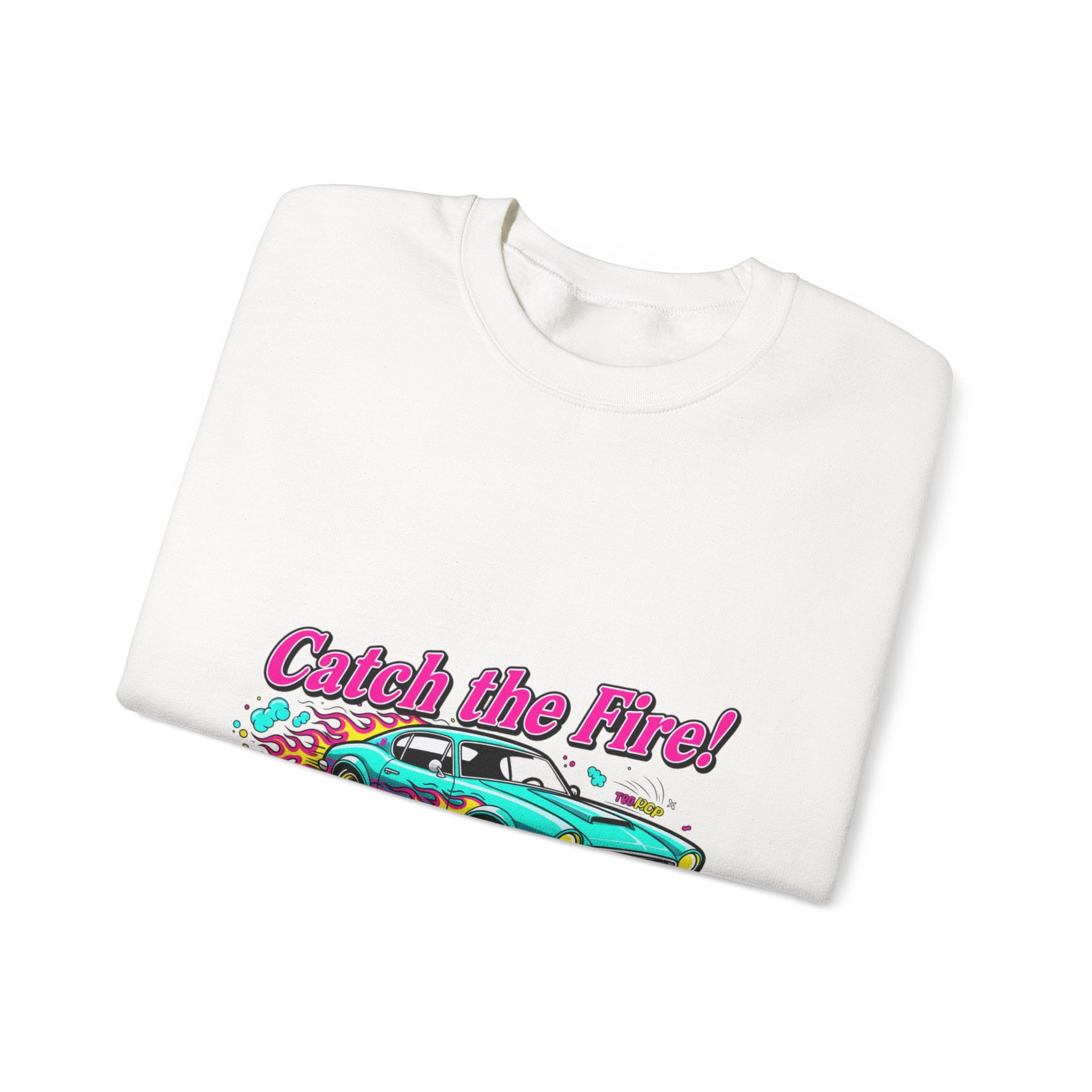 Cartoon Dragster Flames Sweatshirt | Vintage Car Illustration, Racing Flame