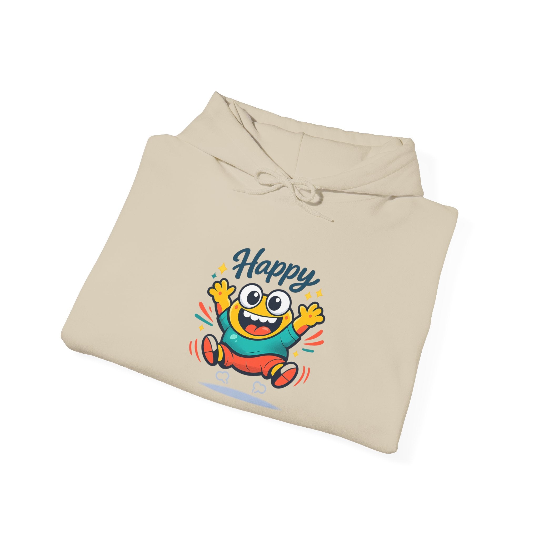 Happy Blob Cartoon Hoodie | kawaii minimal, thick outline mood face