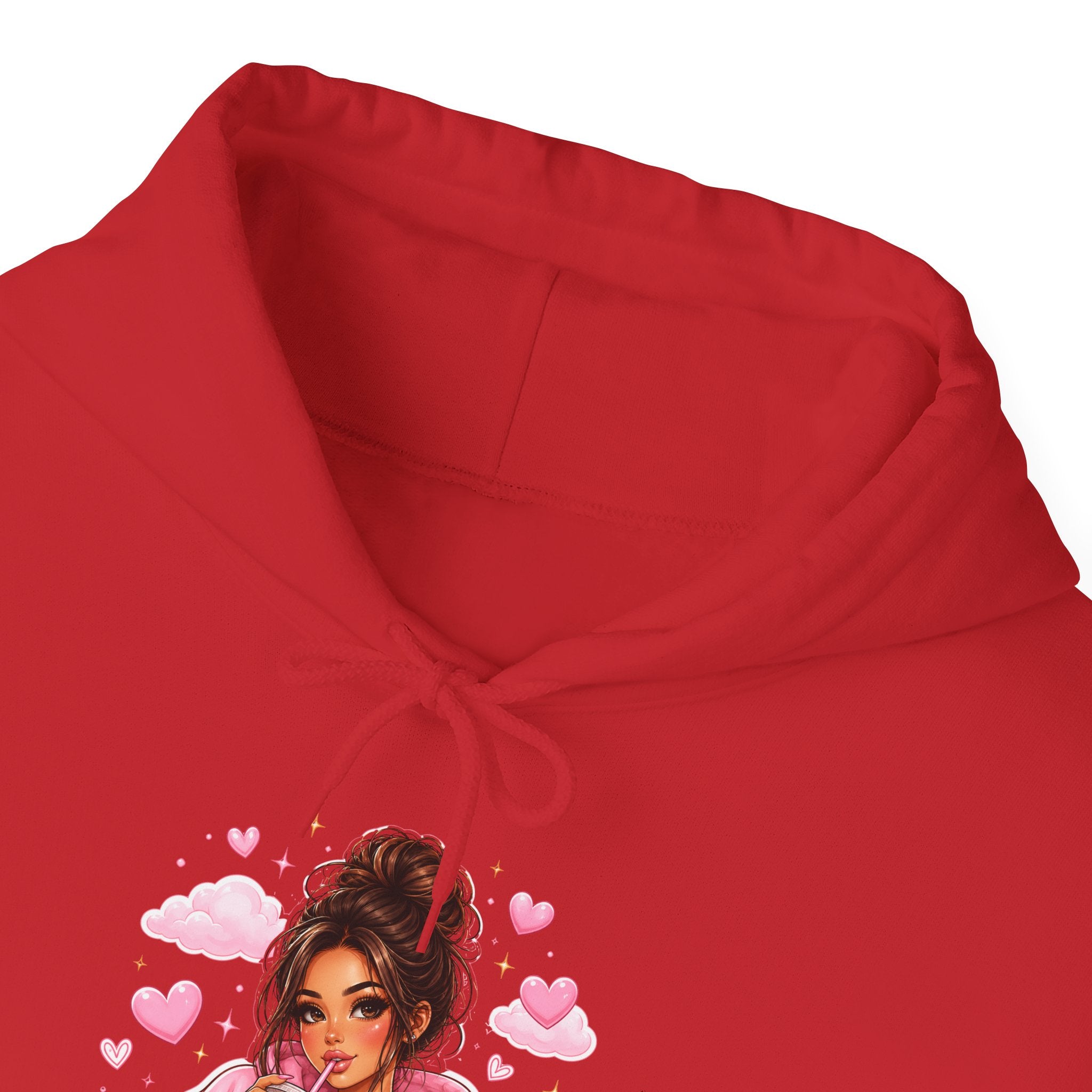 Cute Pink Heart Girl Hoodie — Cozy Graphic Sweatshirt