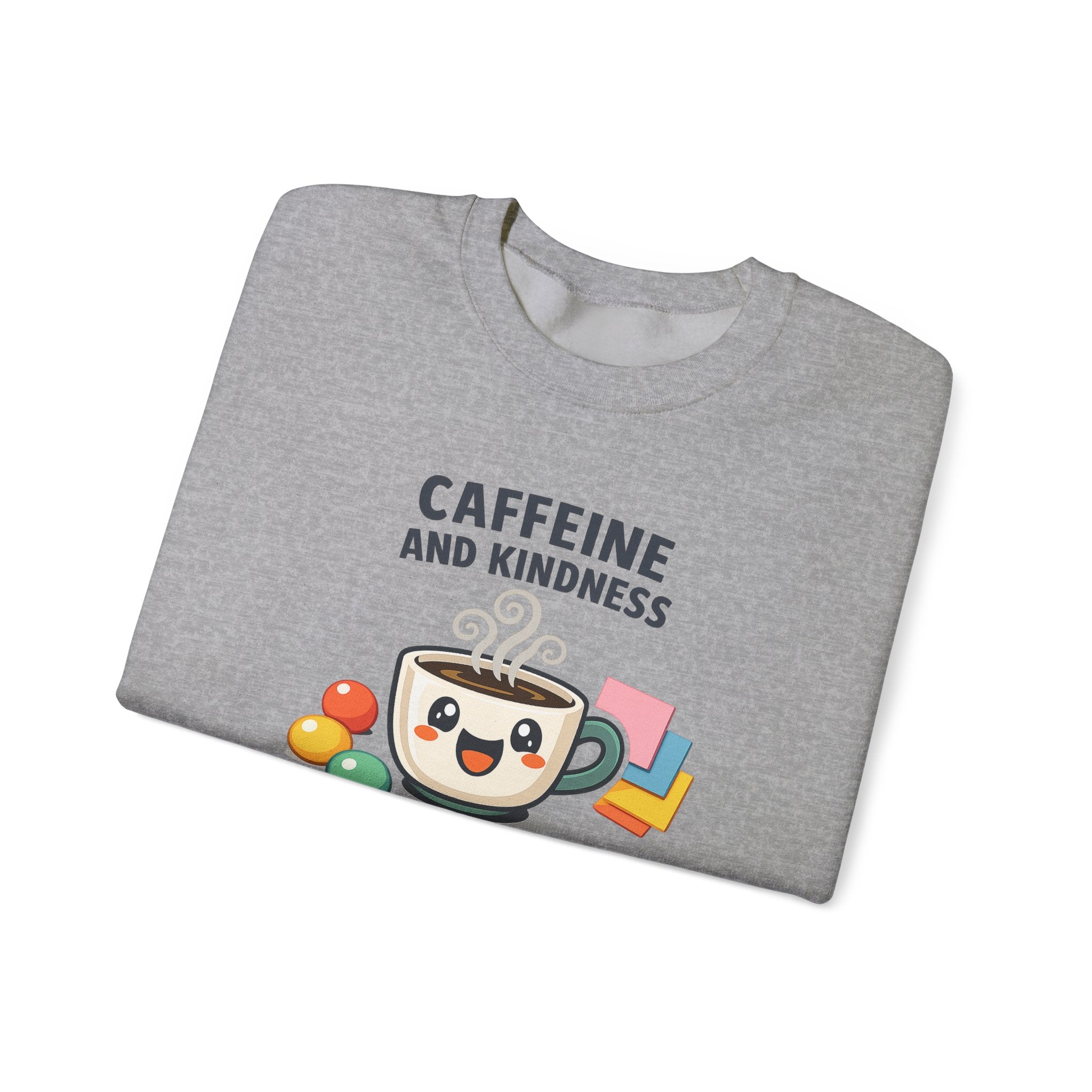 Caffeine and Kindness Sweatshirt – Coffee Lover Graphic Crewneck