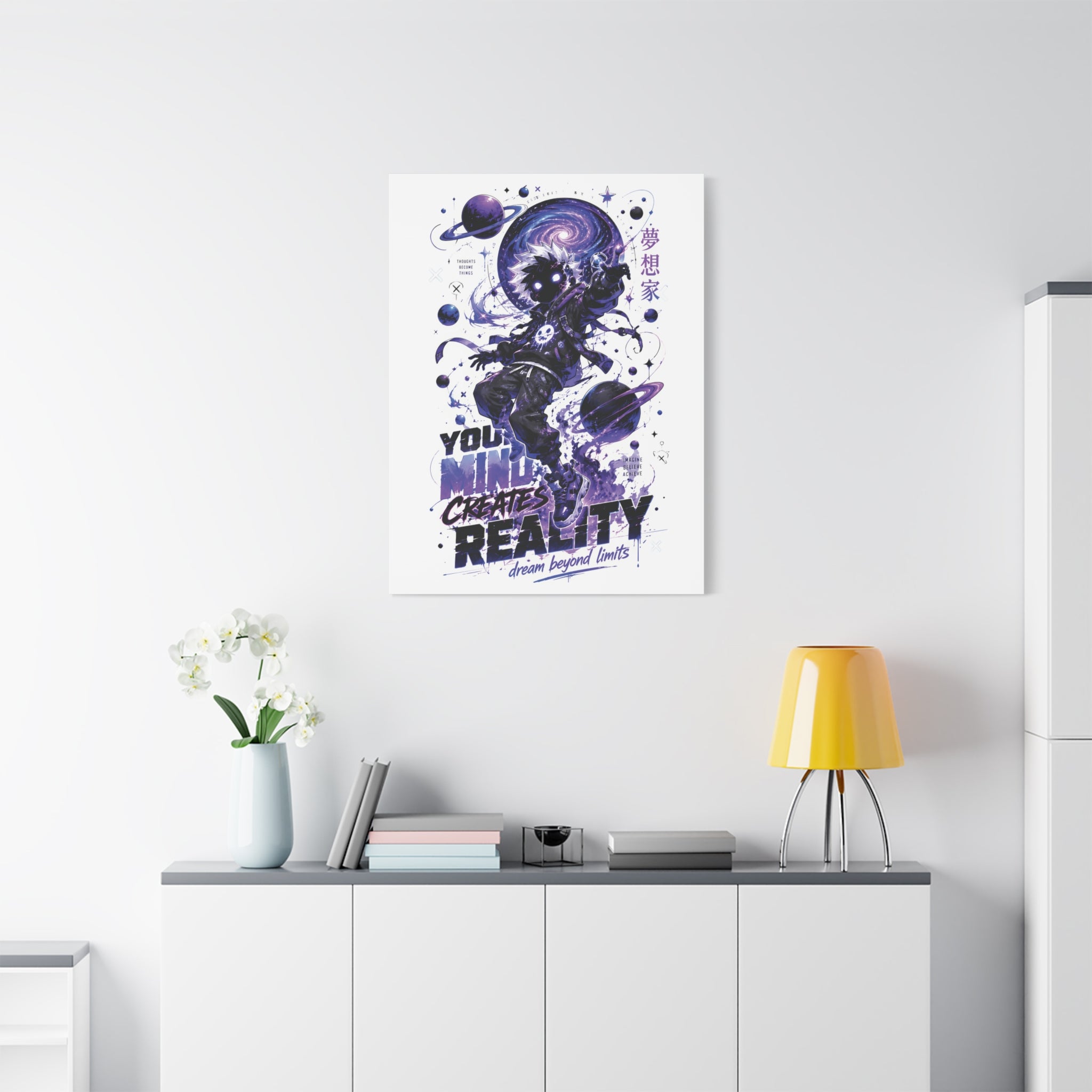 Space Astronaut Canvas Print — “You Mind Creates Reality” Inspirational Wall Art