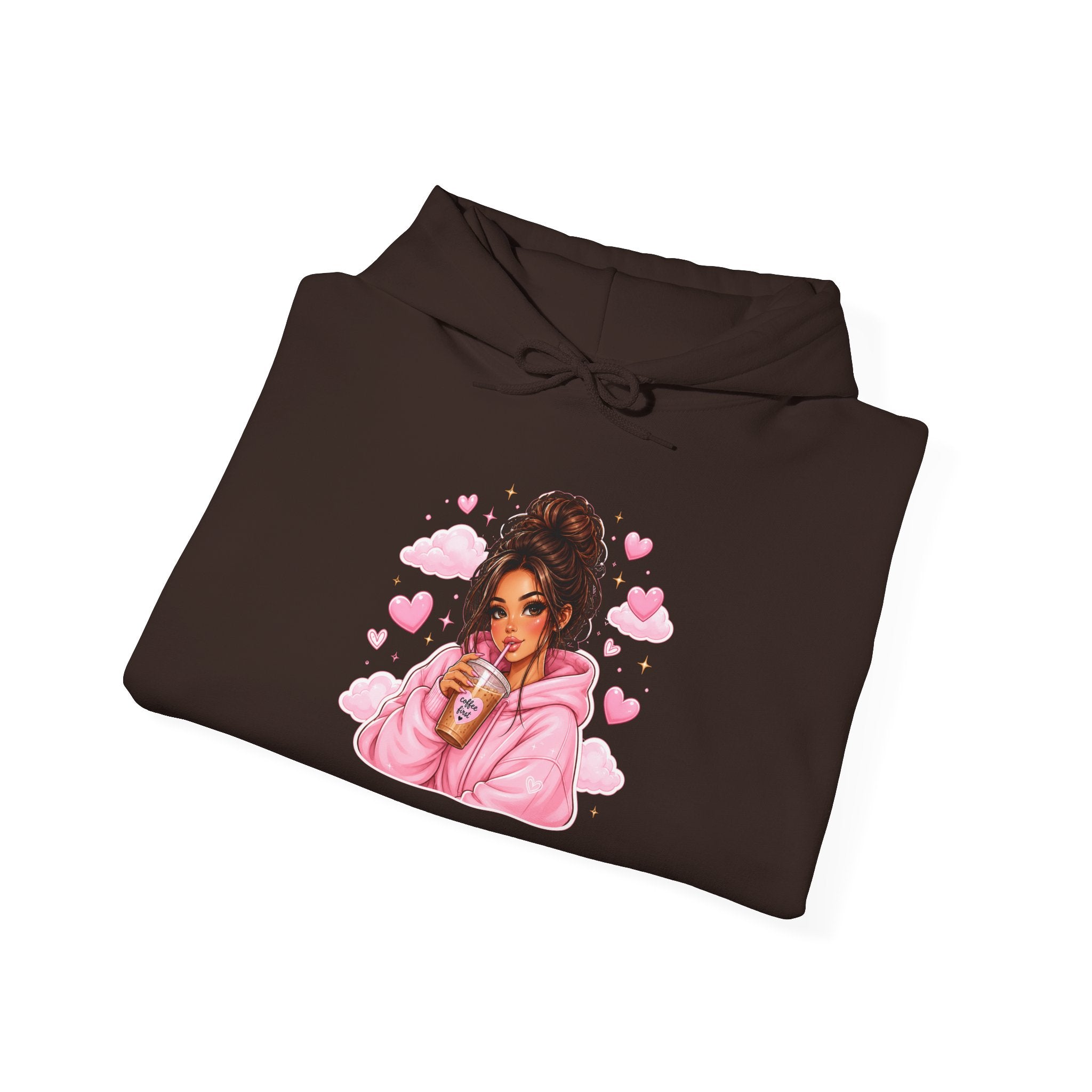 Cute Pink Heart Girl Hoodie — Cozy Graphic Sweatshirt