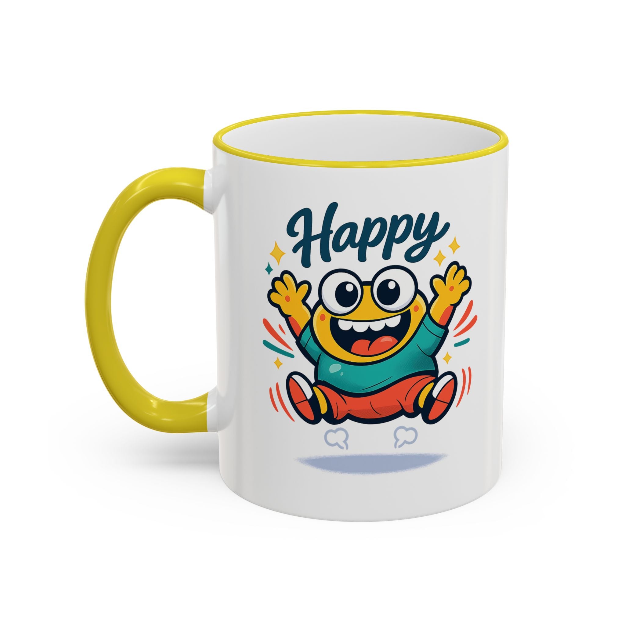 Happy Monster Accent Mug - Cute Cartoon Coffee Cup (11oz/15oz)