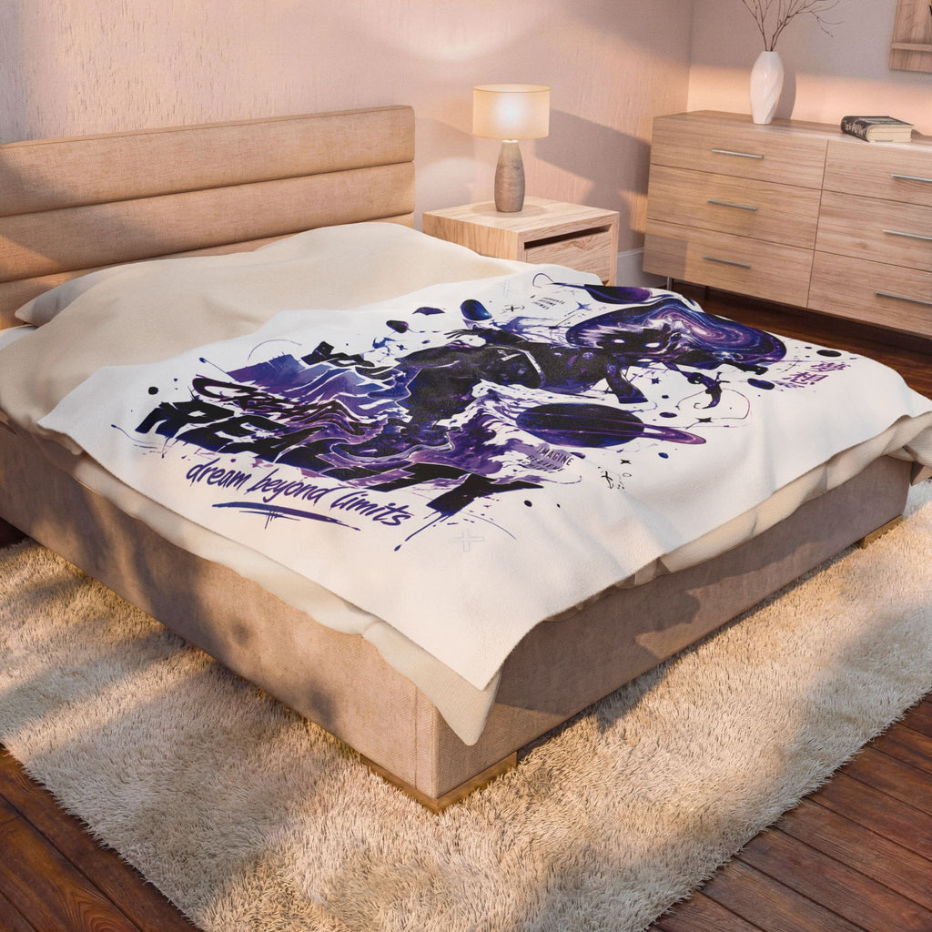 Velveteen Plush Blanket — Cosmic Astronaut 'Your Mind Creates Reality' Soft Throw