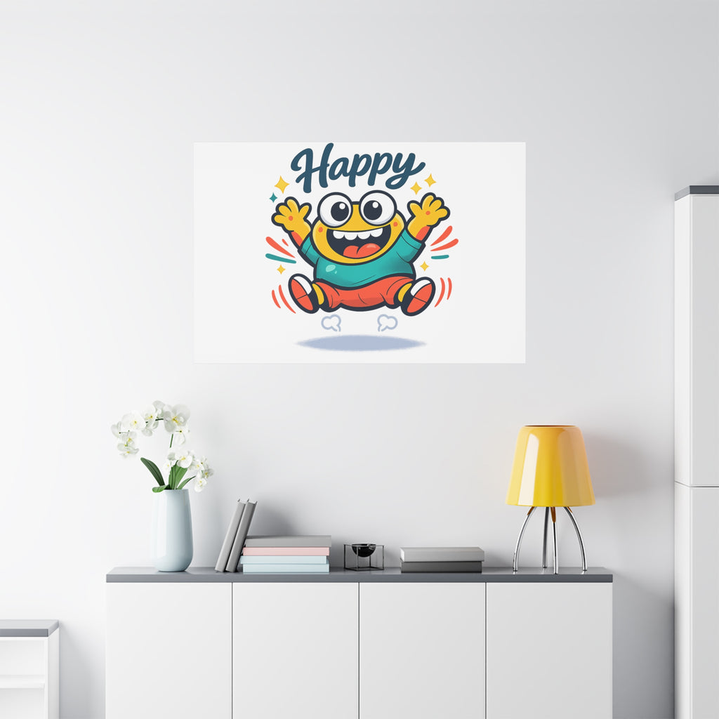 Happy Blob Cartoon Canvas | Bold Cartoon, Thick Outline, Kawaii Minimal