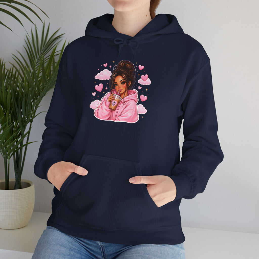 Cute Pink Heart Girl Hoodie — Cozy Graphic Sweatshirt