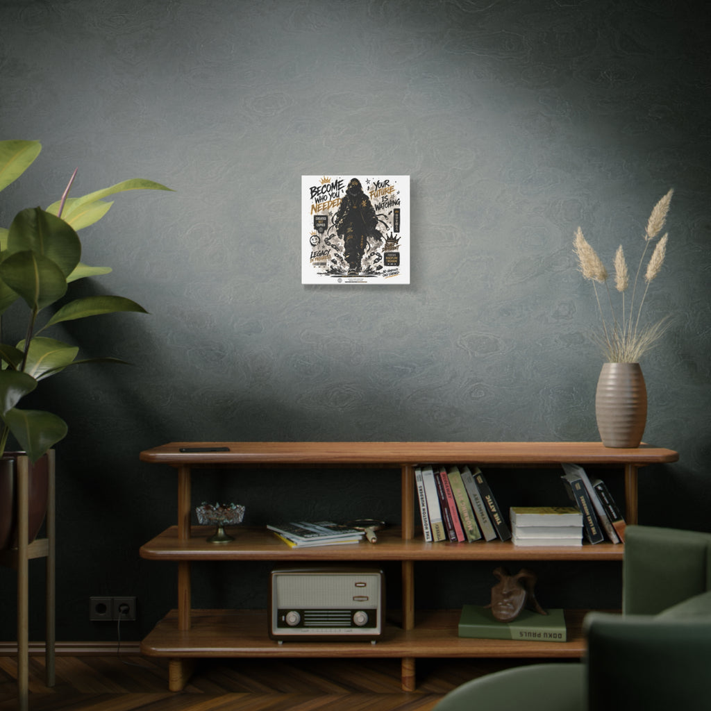 Motivational Street Art Canvas — "Become Who You Needed" Stretched Matte Print