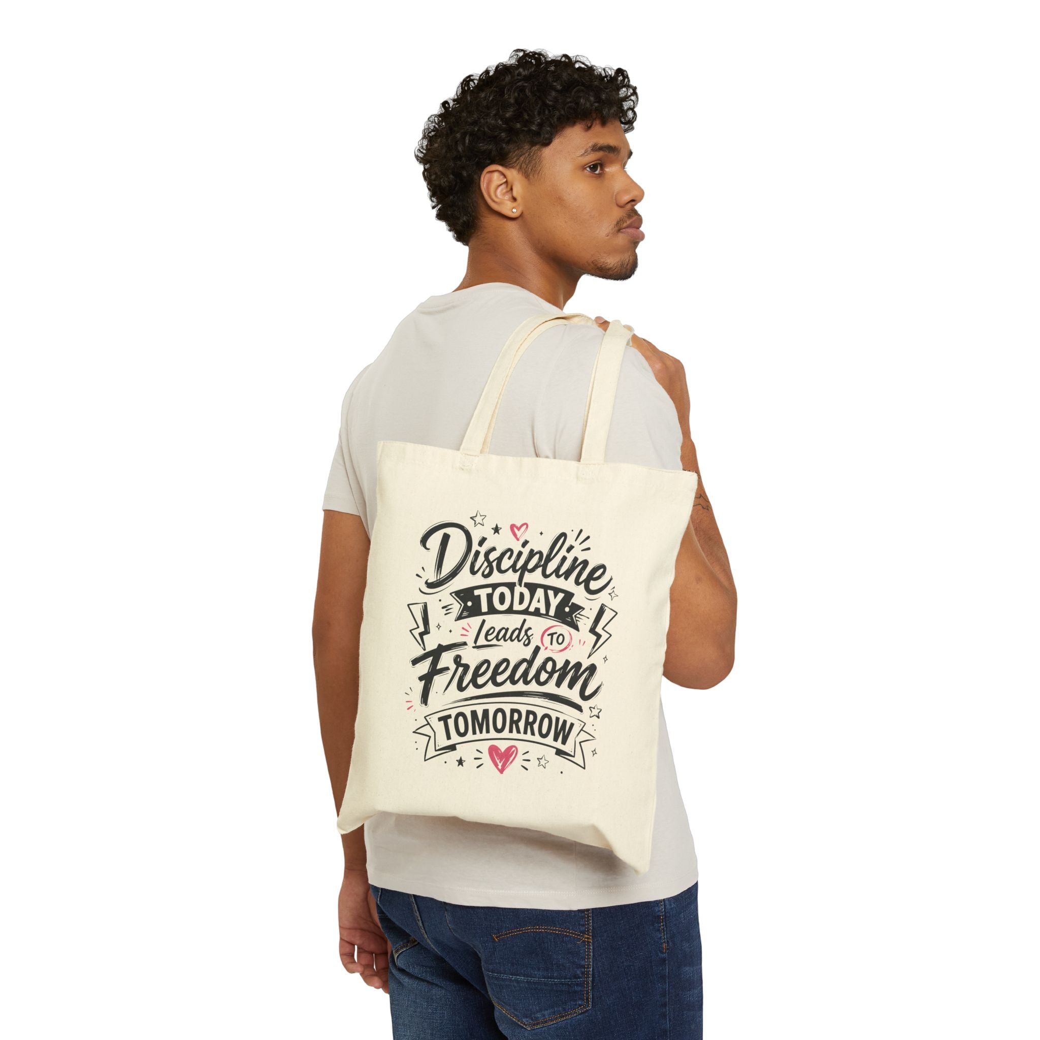 Tote Bag — "Discipline Today, Freedom Tomorrow" Motivational Canvas Tote