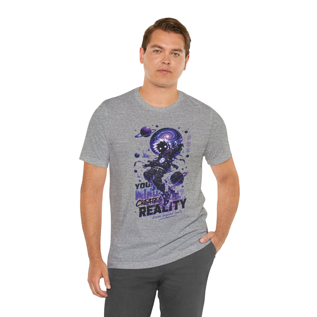 Astronaut Galaxy Tee — "Your Mind Creates Reality" Space Graphic T-Shirt