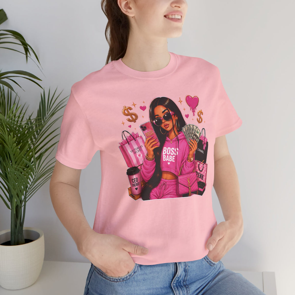 Boss Babe Pink Fashion T Shirt Glam Shopping Graphic Tee