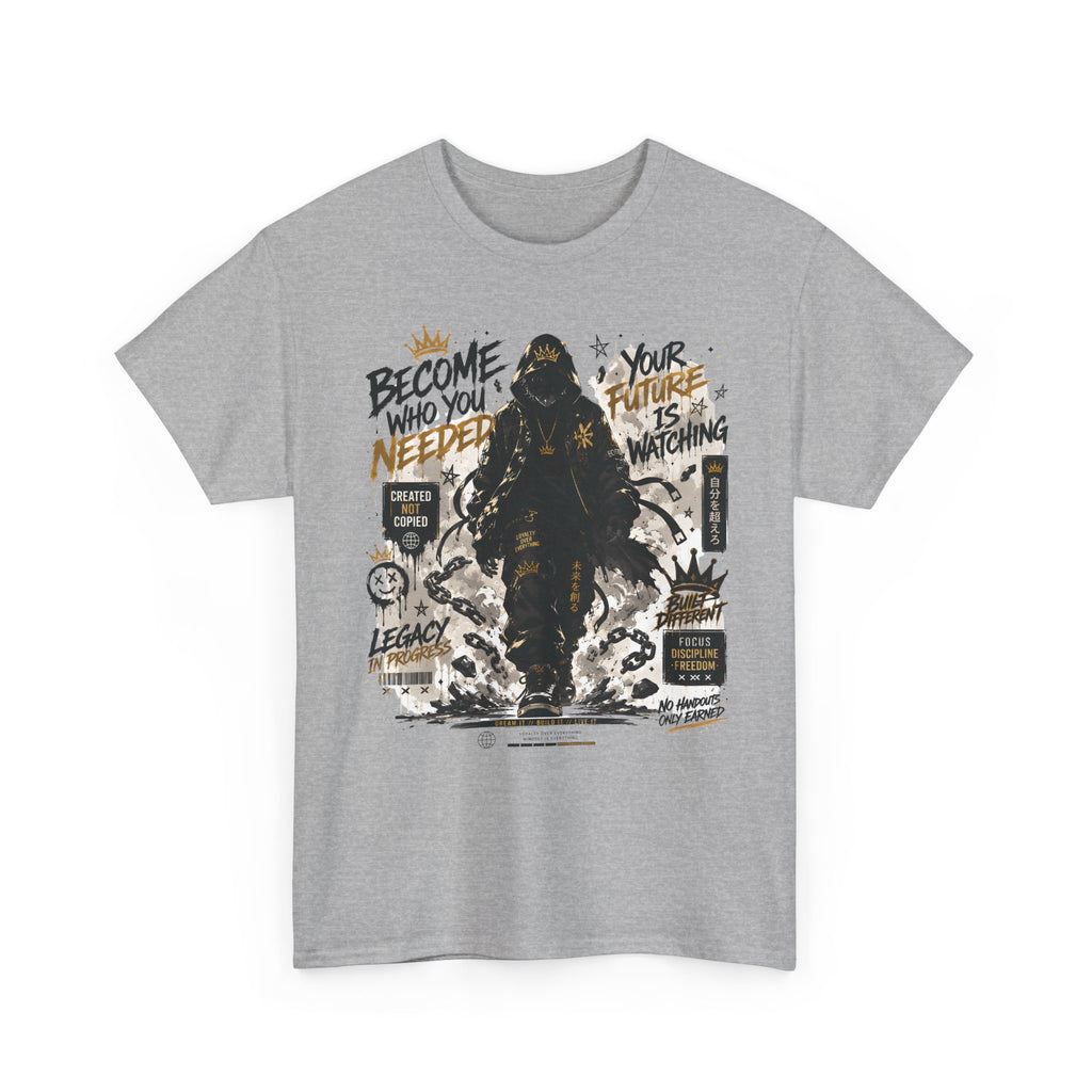 Motivational Soldier Graphic Tee – "Become Who You Need" Inspirational Military Design