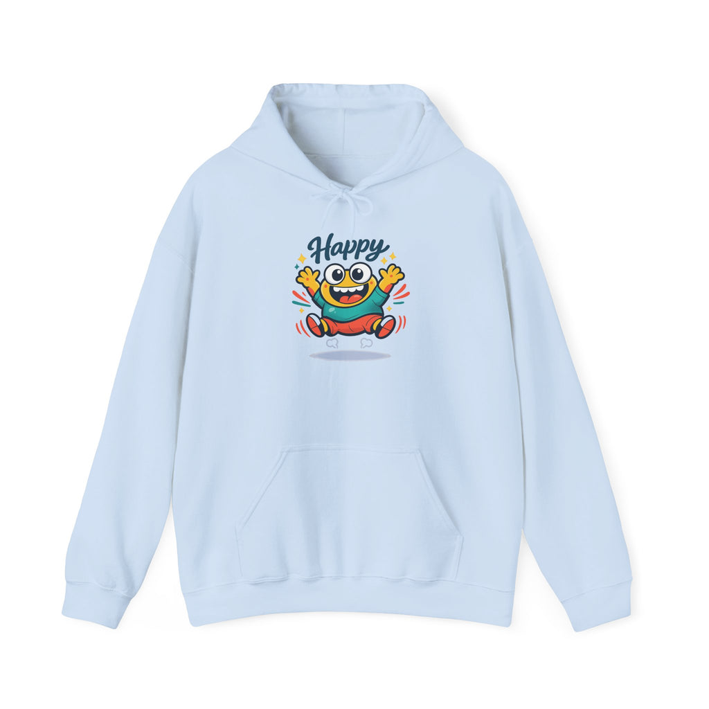 Happy Blob Cartoon Hoodie | kawaii minimal, thick outline mood face