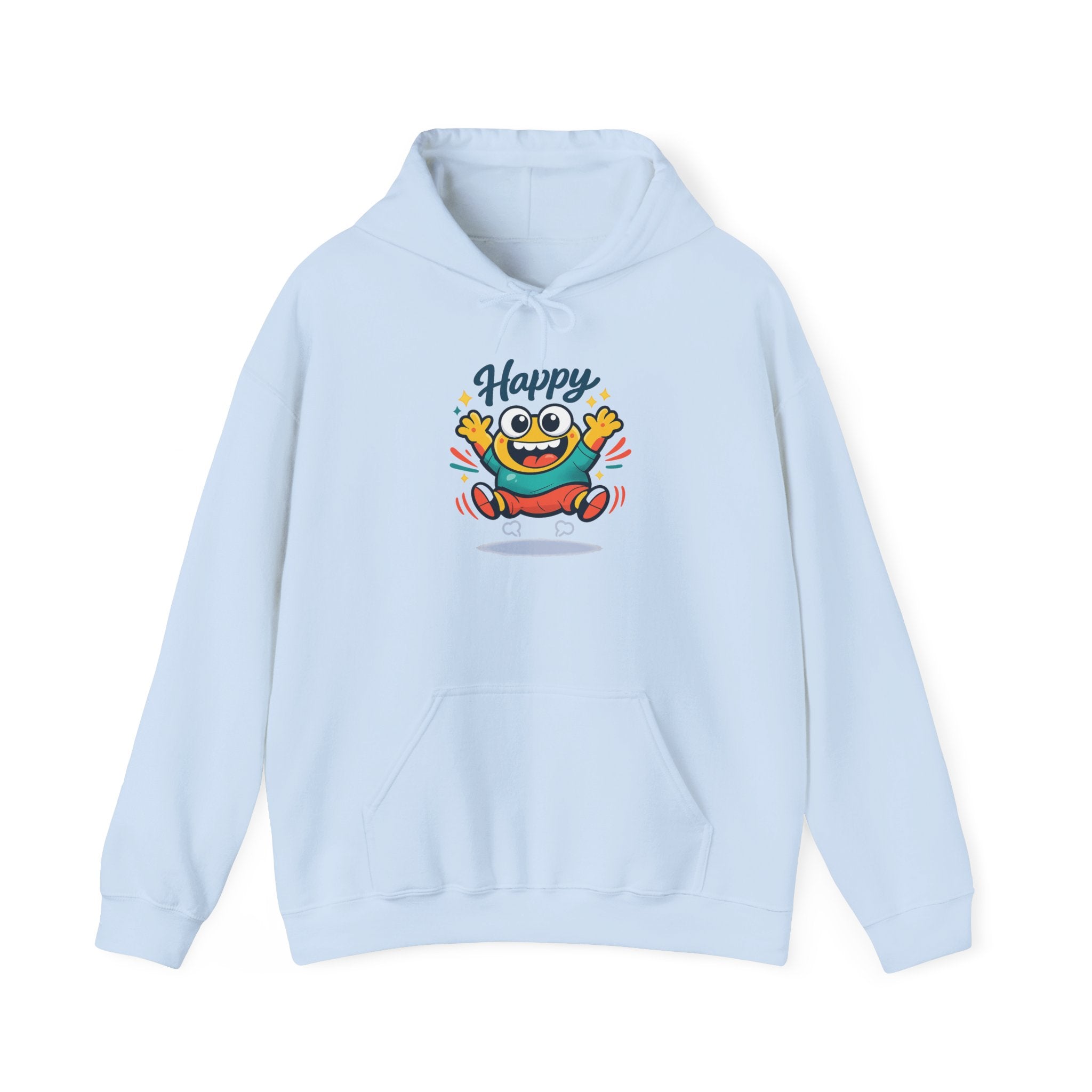 Happy Blob Cartoon Hoodie | kawaii minimal, thick outline mood face