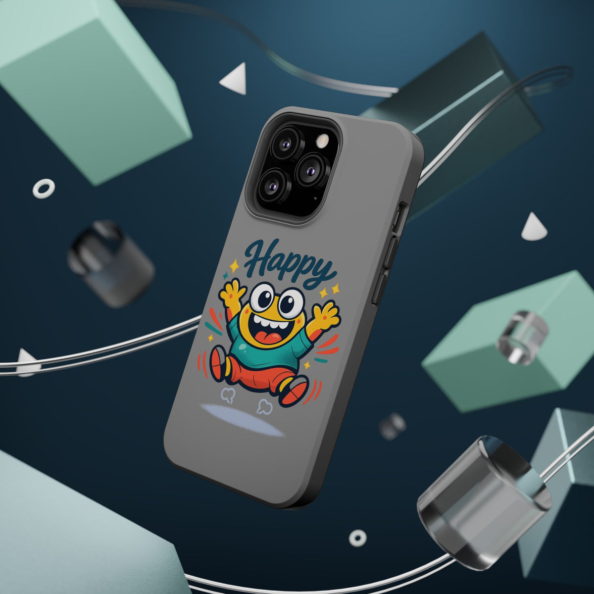Happy Monster Magnetic Protective Phone Case Gray