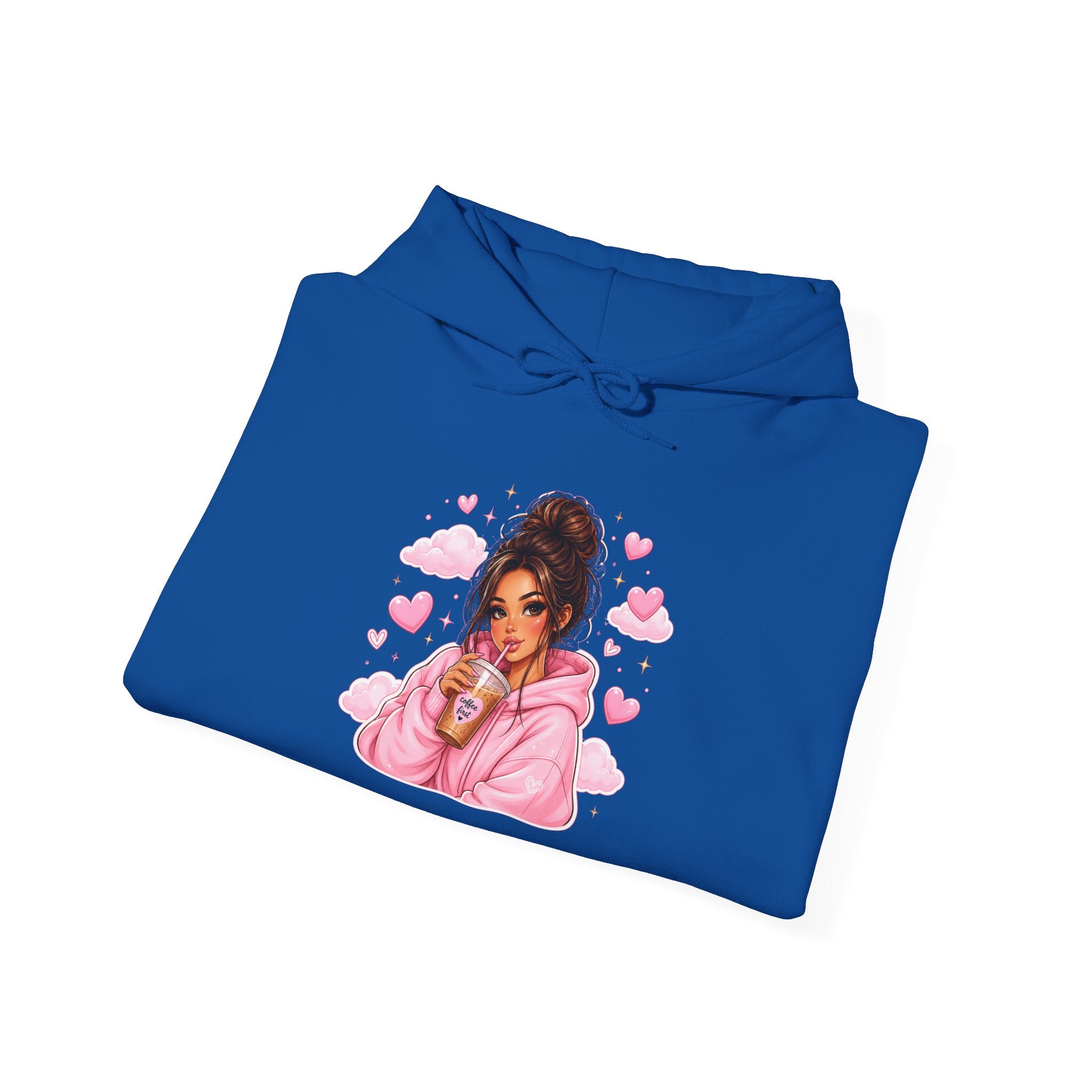 Cute Pink Heart Girl Hoodie — Cozy Graphic Sweatshirt