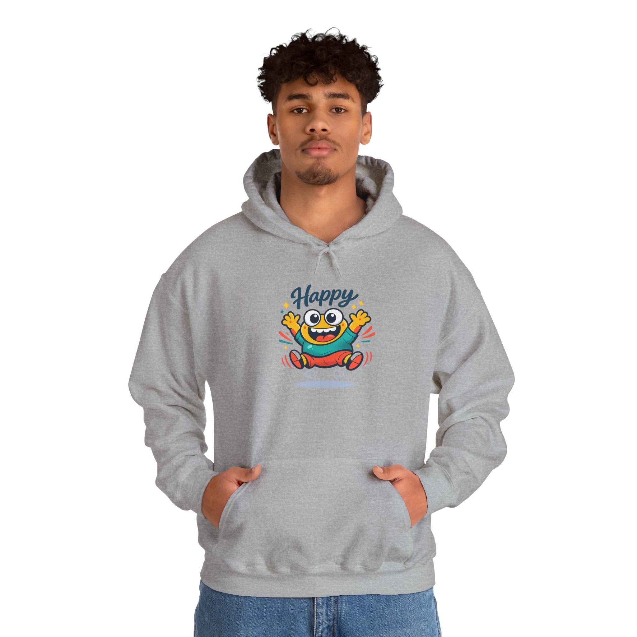 Happy Blob Cartoon Hoodie – Minimal Smiley Graphic Pullover