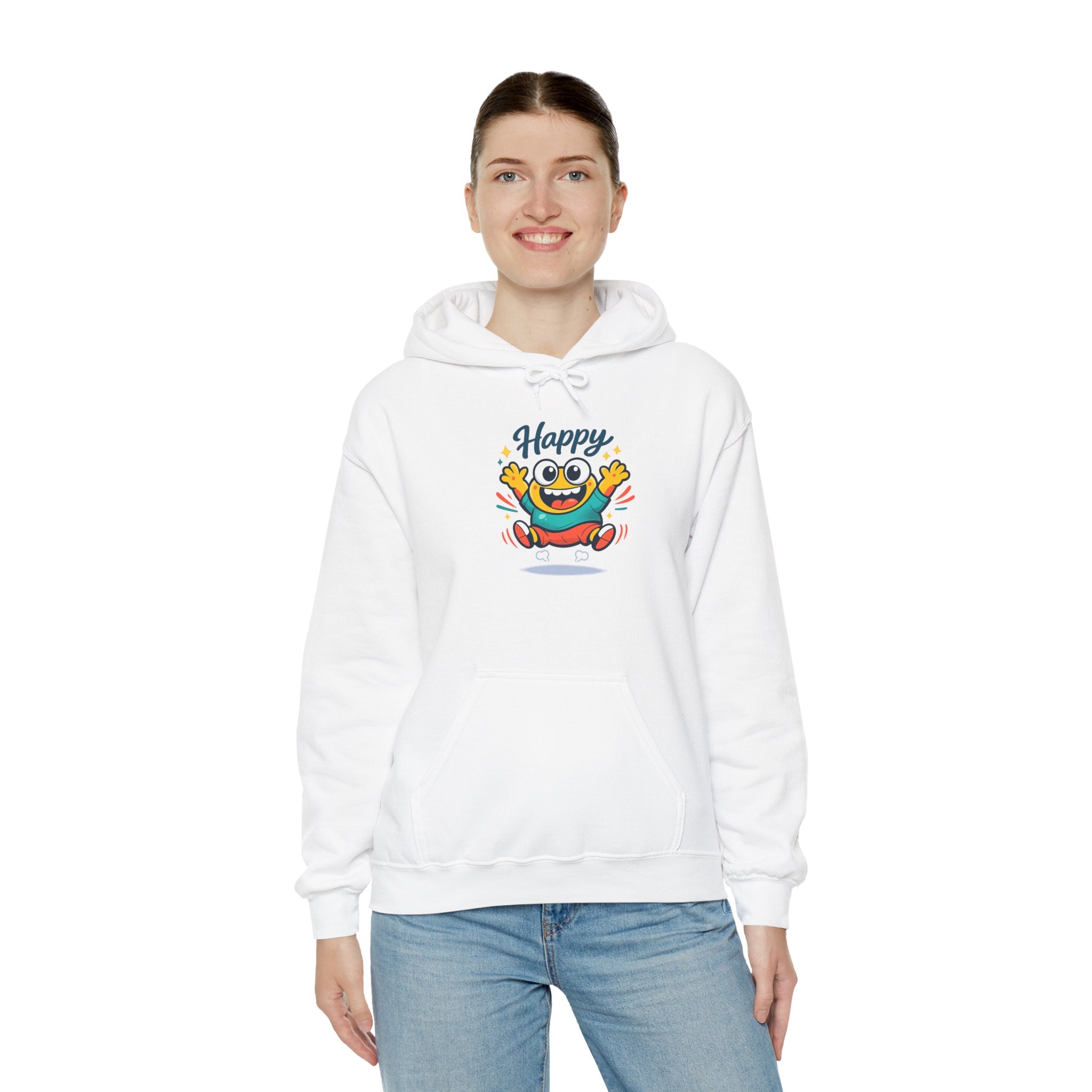Happy Blob Cartoon Hoodie – Minimal Smiley Graphic Pullover