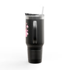 40oz Insulated Travel Mug — Cozy Girl Pink Hoodie Design