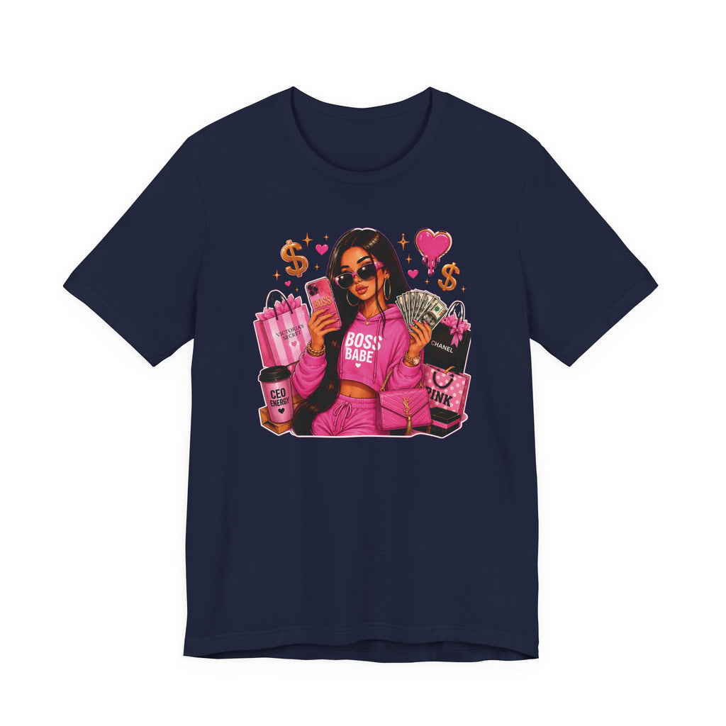 Boss Babe Pink Fashion Tee — Women’s Glam Money & Shopping Graphic Shirt