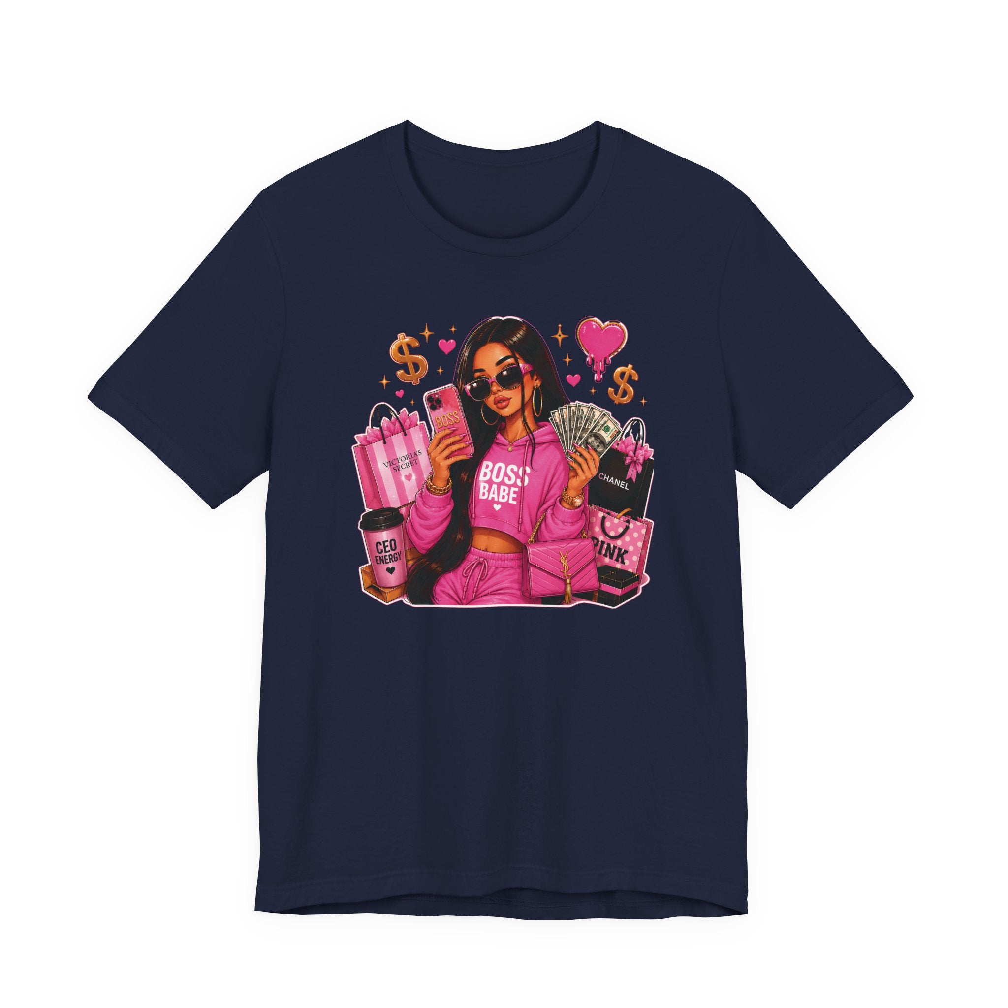 Boss Babe Pink Fashion Tee — Women’s Glam Money & Shopping Graphic Shirt