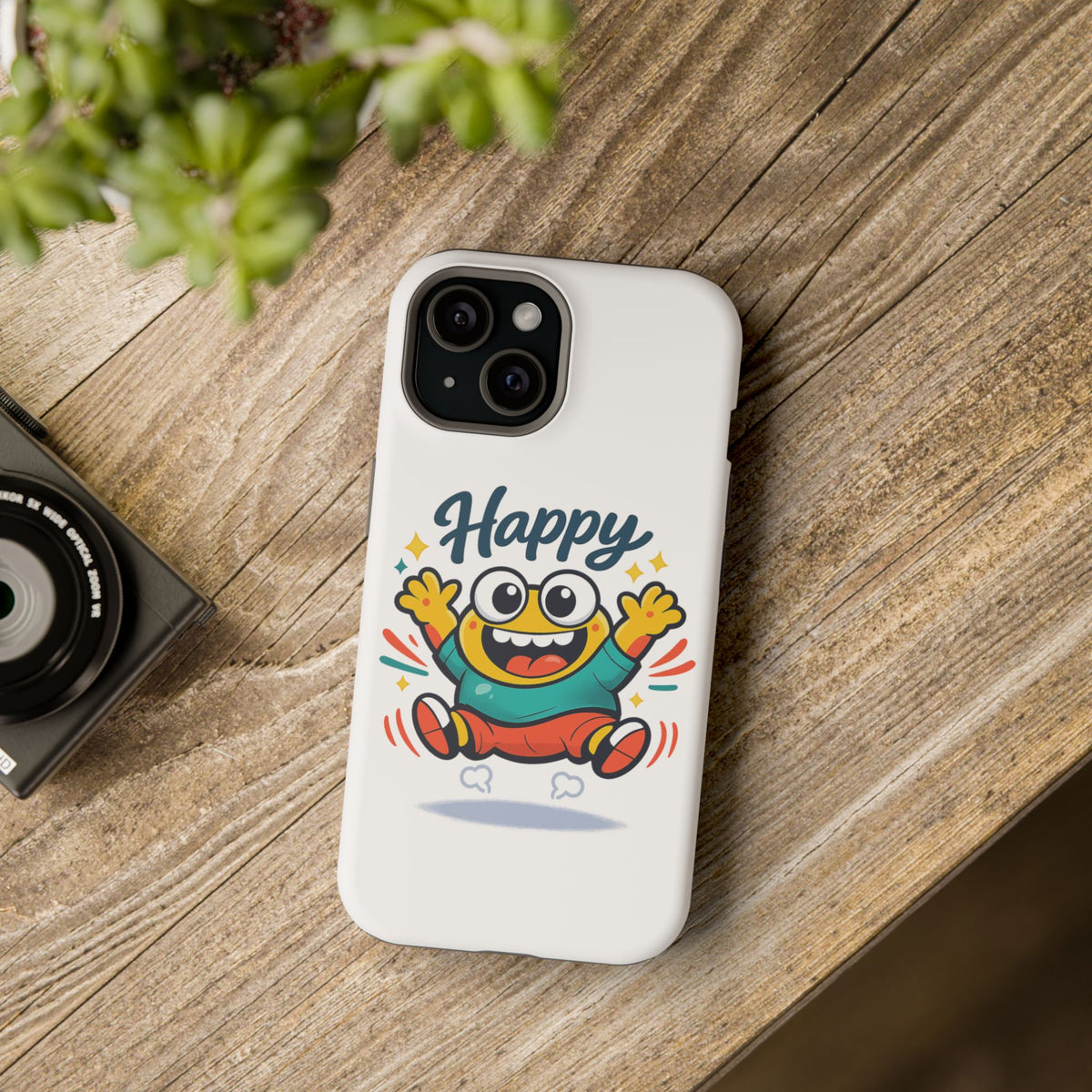 Happy Monster Magnetic Protective Phone Case White
