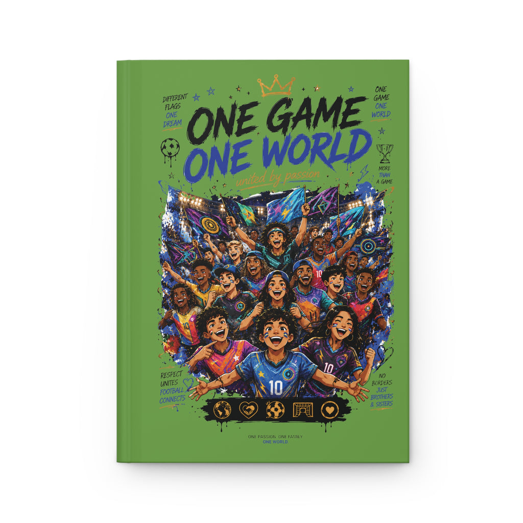 One Game One World Soccer Hardcover Journal — Personalized Number 10 Notebook