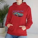 Retro Cartoon Dragster Hoodie, racing flame shirt, vintage car illustration