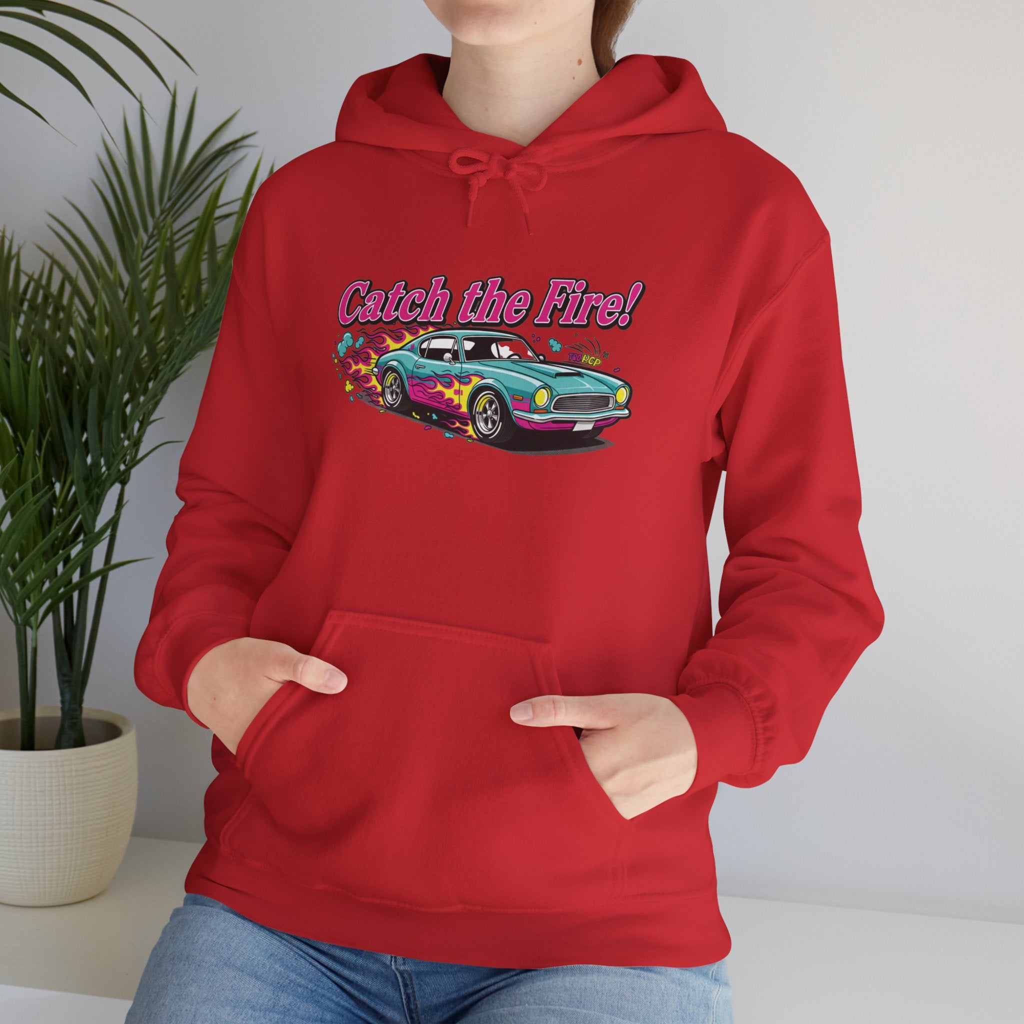 Retro Cartoon Dragster Hoodie, racing flame shirt, vintage car illustration