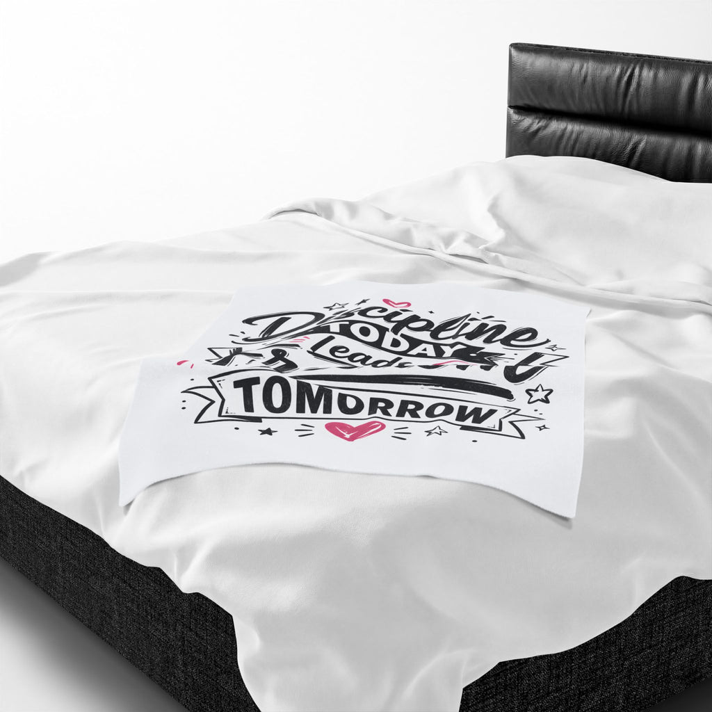 Velveteen Plush Blanket — "Discipline Today Leads to Freedom Tomorrow" Inspirational Throw Blanket