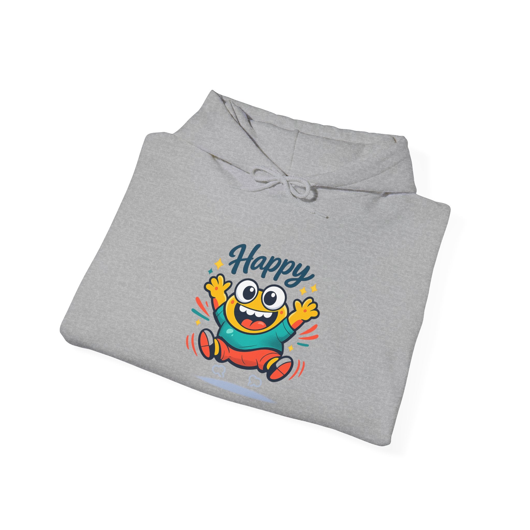 Happy Blob Cartoon Hoodie | kawaii minimal, thick outline mood face