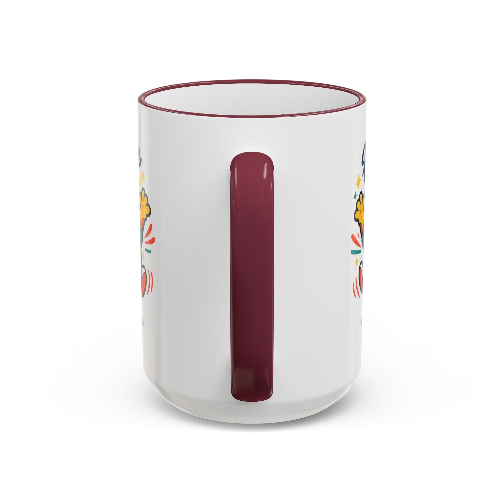 Happy Monster Accent Mug - Cute Cartoon Coffee Cup (11oz/15oz)