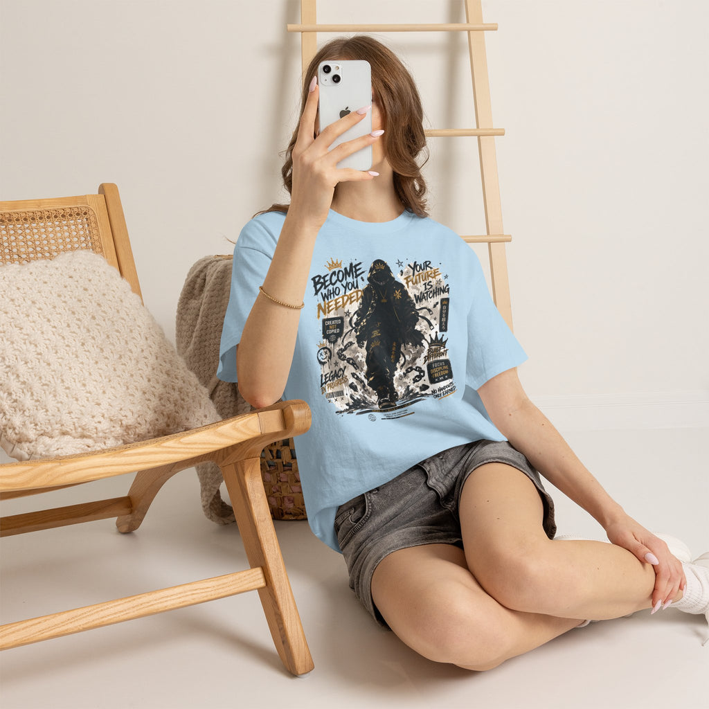 Motivational Soldier Graphic Tee – "Become Who You Needed" Inspirational Military Design