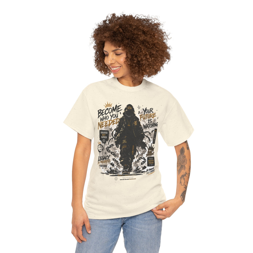 Motivational Soldier Graphic Tee – "Become Who You Need" Inspirational Military Design