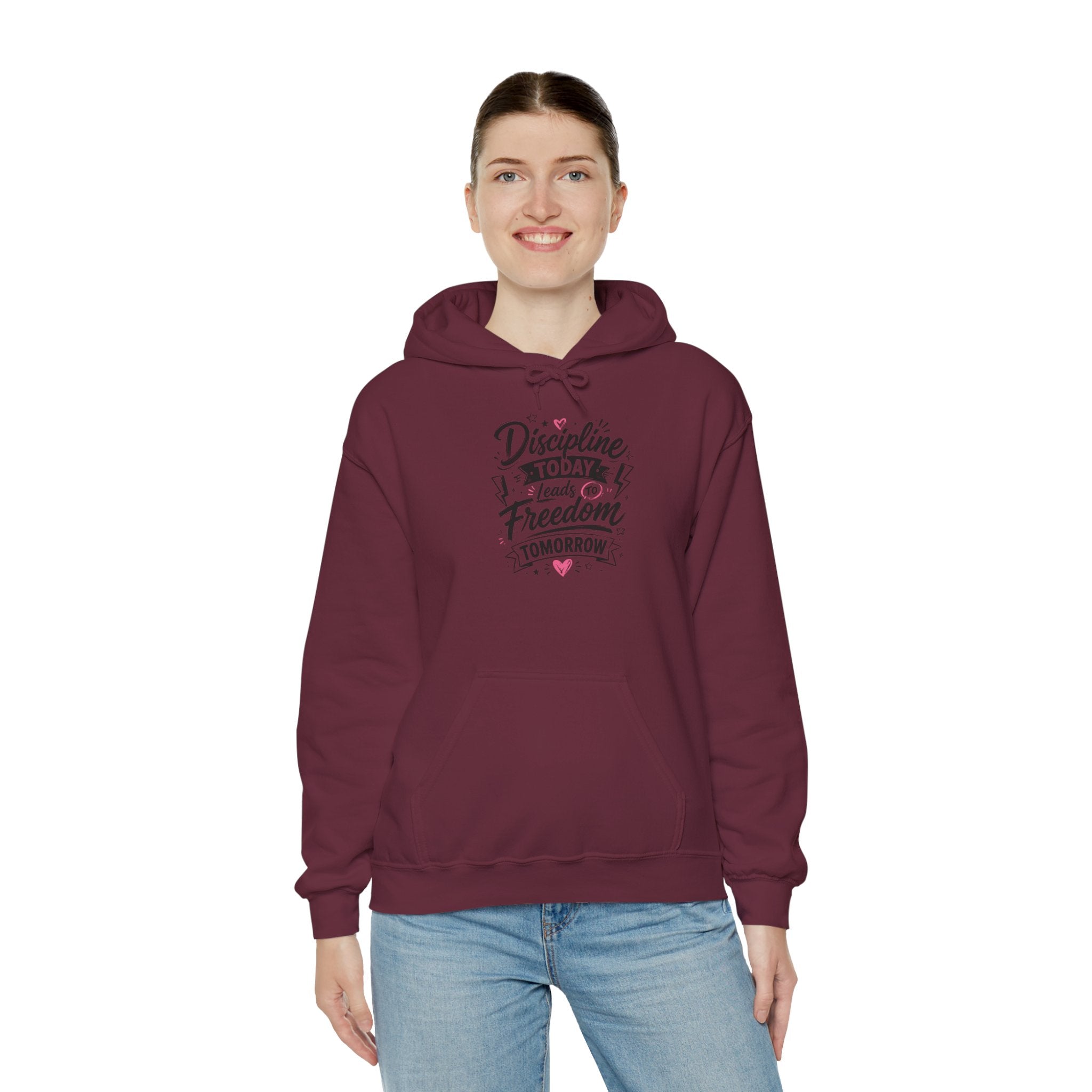 Hoodie — "Discipline Today Leads to Freedom Tomorrow" Motivational Pullover