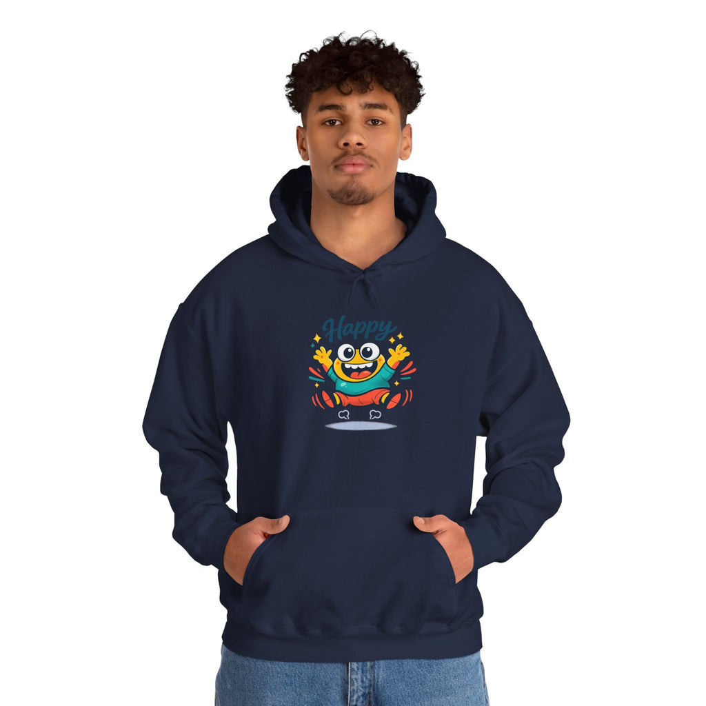 Happy Blob Cartoon Hoodie – Minimal Smiley Graphic Pullover