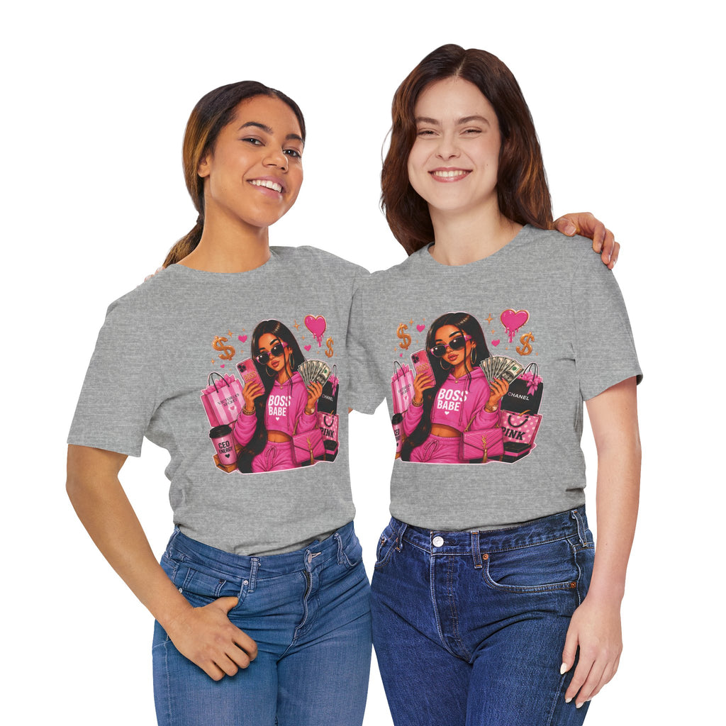 Boss Babe Pink Fashion Tee — Women’s Glam Money & Shopping Graphic Shirt