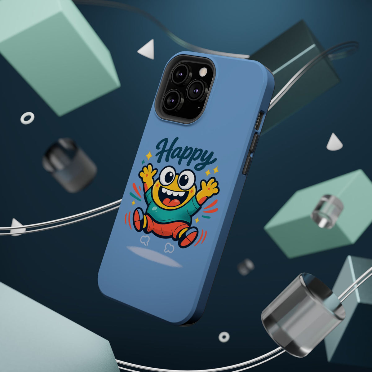 Happy Monster Magnetic Protective Phone Case Blue