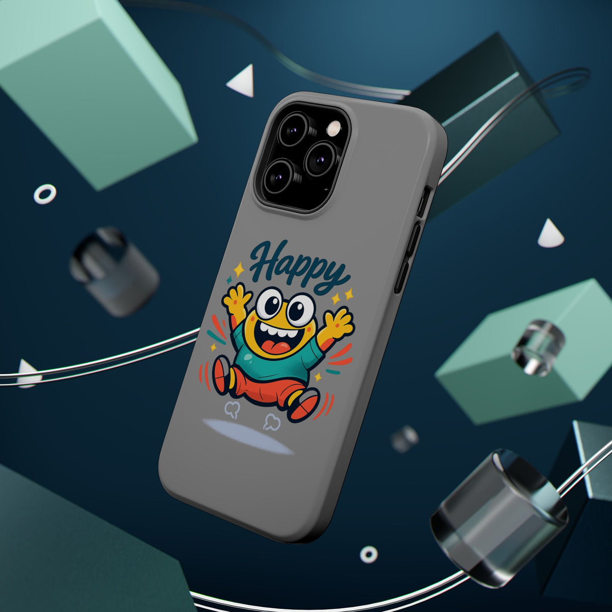 Happy Monster Magnetic Protective Phone Case Gray