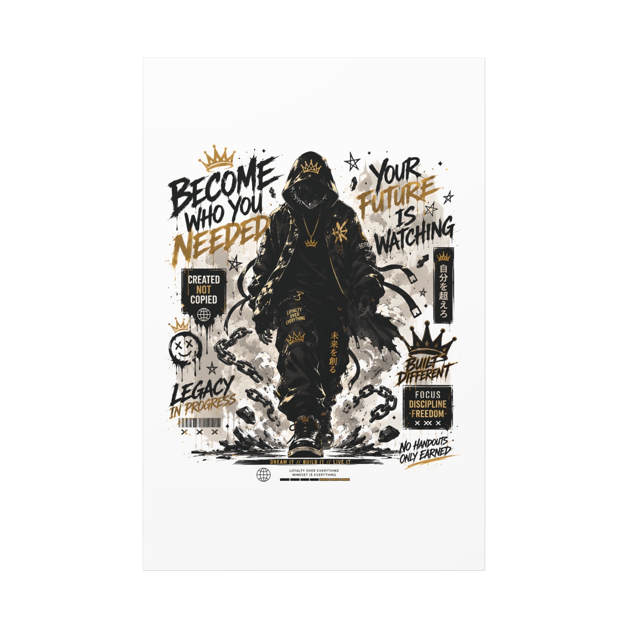 Motivational Street Art Canvas — "Become Who You Needed" Stretched Matte Print