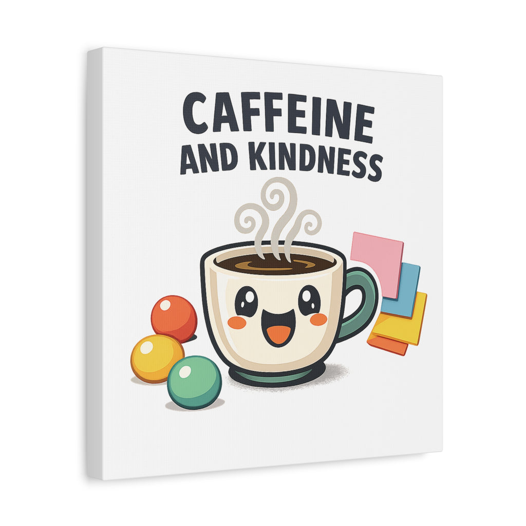 Caffeine and Kindness Canvas | Office Humor, Coffee Fuel Wall Art