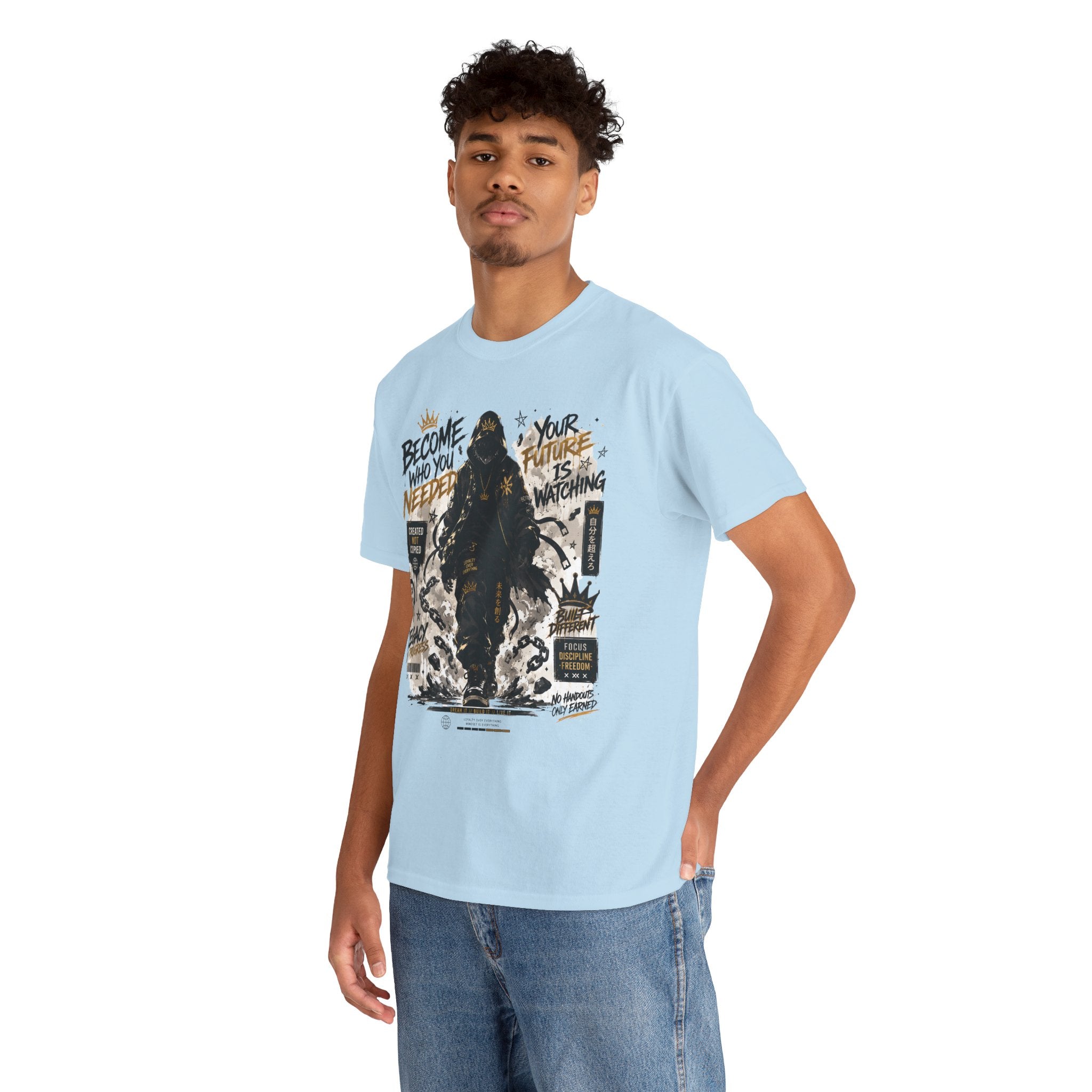 Motivational Soldier Graphic Tee – "Become Who You Need" Inspirational Military Design