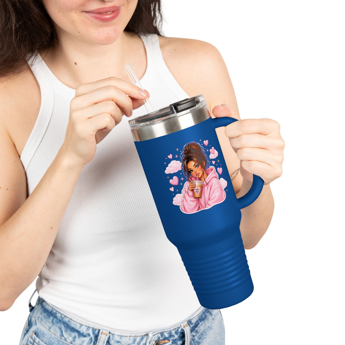 Cozy Pink Hoodie Girl 40oz Insulated Travel Mug