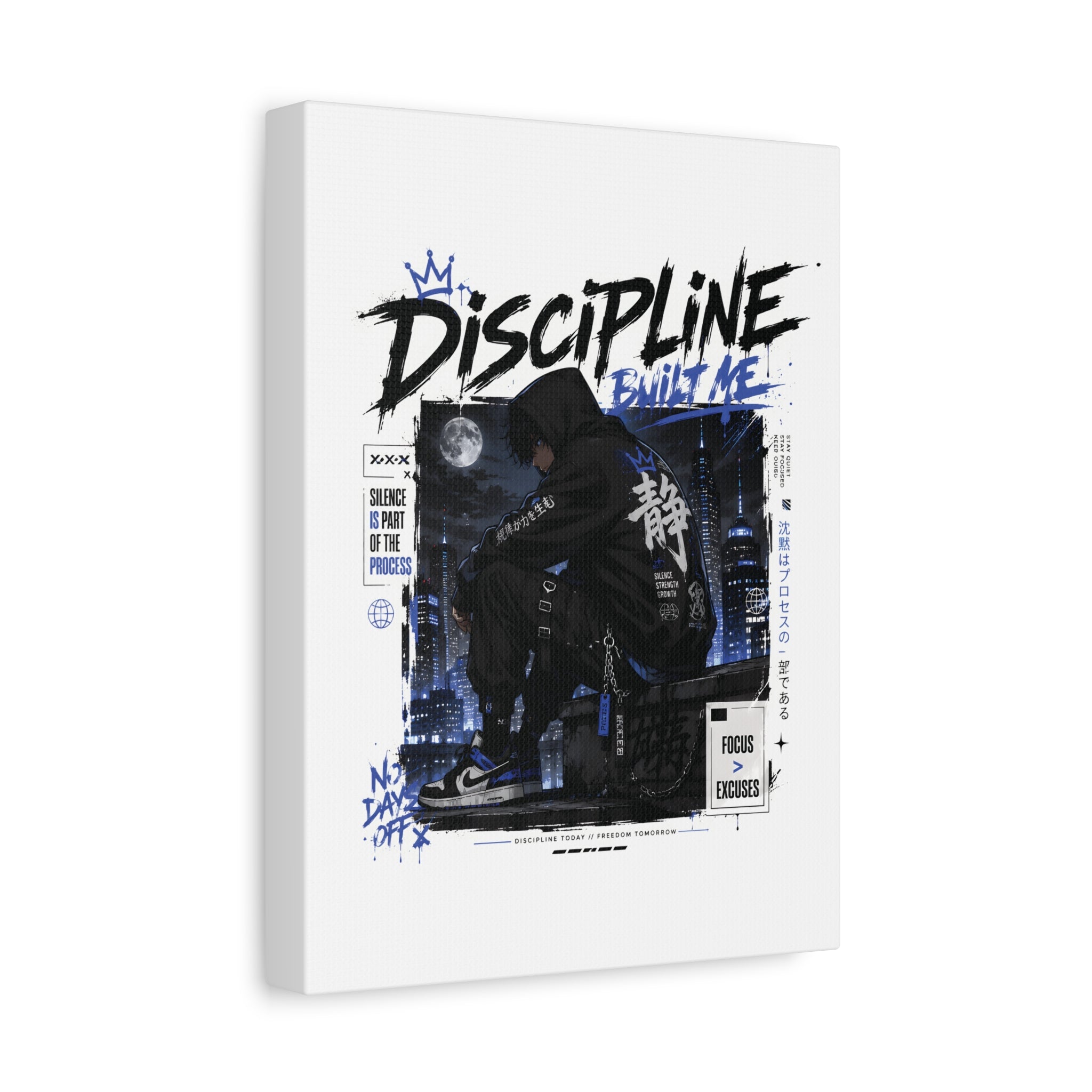 Discipline Built Me Canvas Print — Urban Streetwear Motivational Wall Art