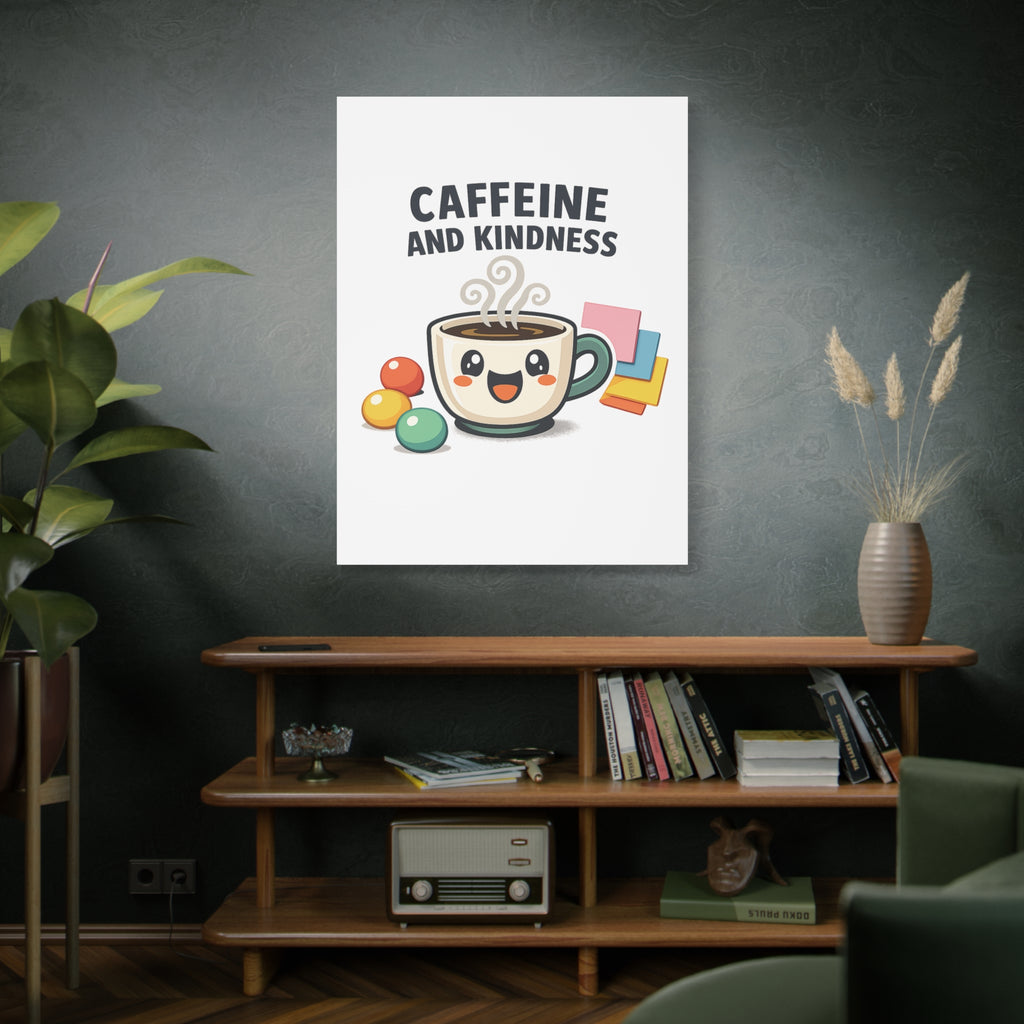 Caffeine and Kindness Canvas | Office Humor, Coffee Fuel Wall Art