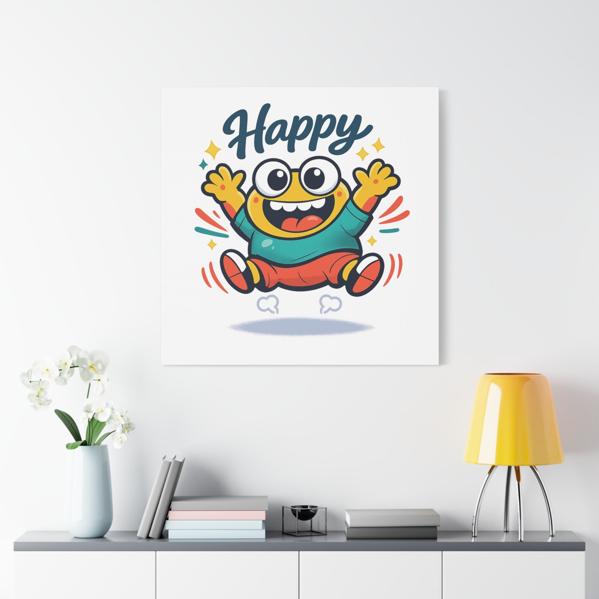 Happy Blob Cartoon Canvas | Bold Cartoon, Thick Outline, Kawaii Minimal