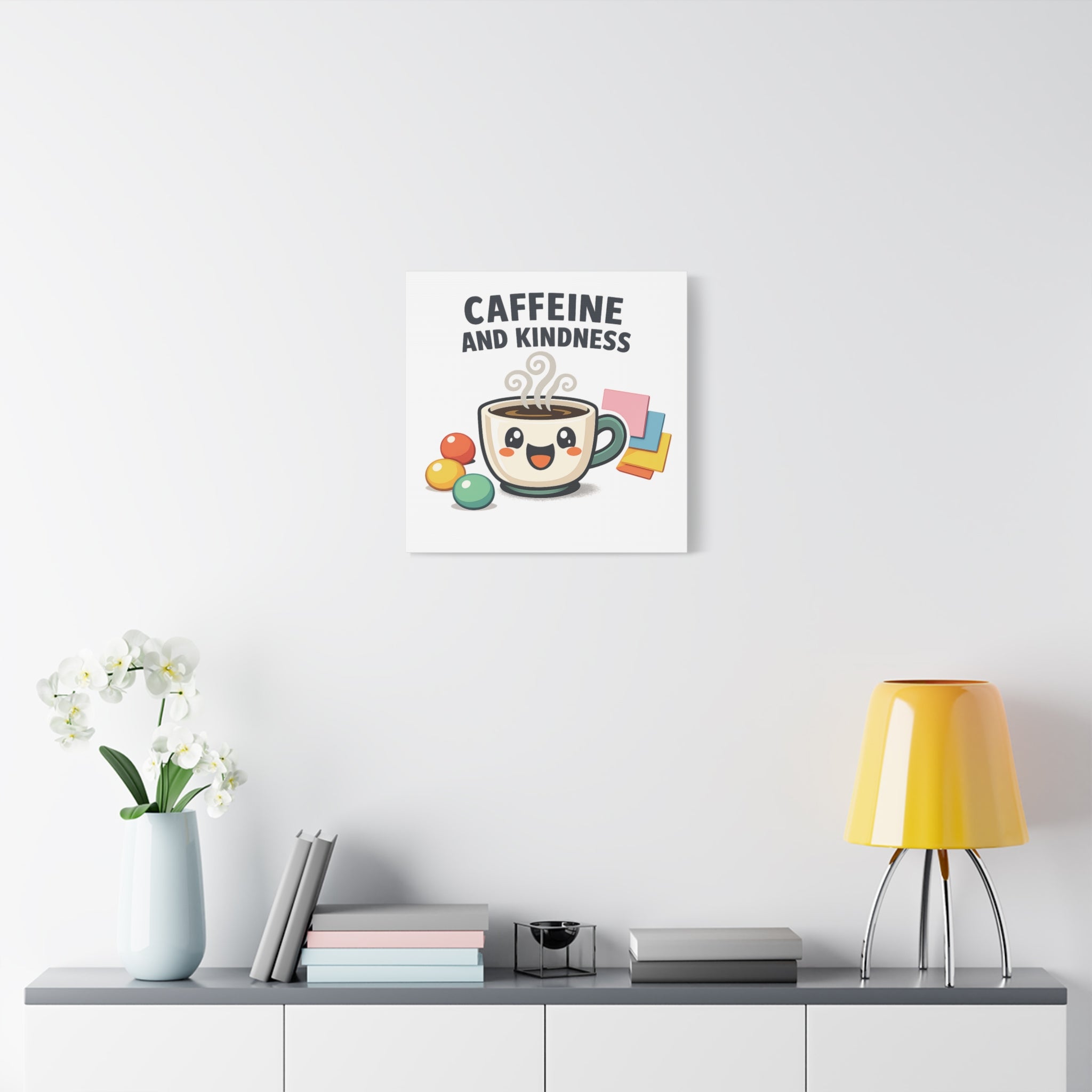 Caffeine and Kindness Canvas | Office Humor, Coffee Fuel Wall Art
