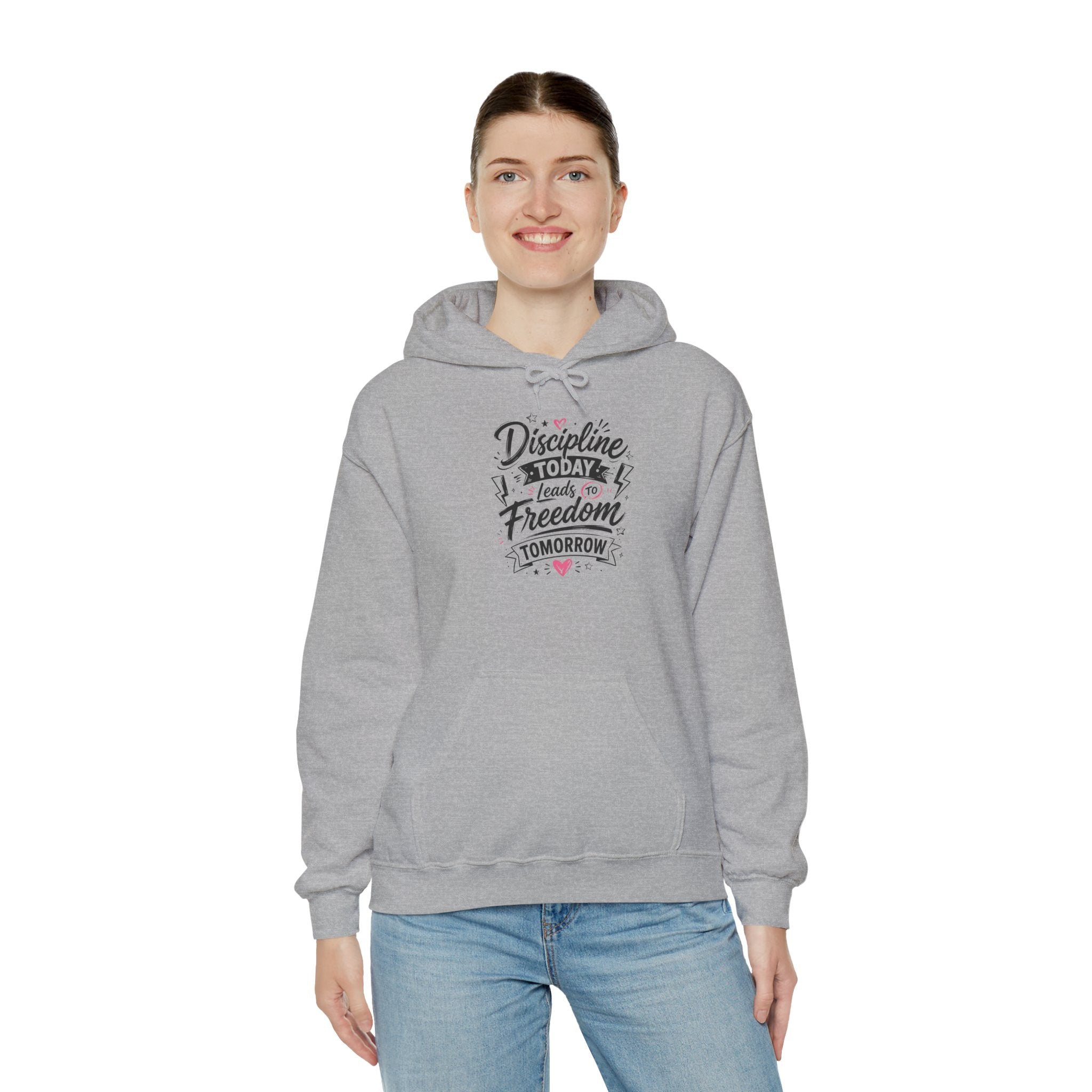 Hoodie — "Discipline Today Leads to Freedom Tomorrow" Motivational Pullover