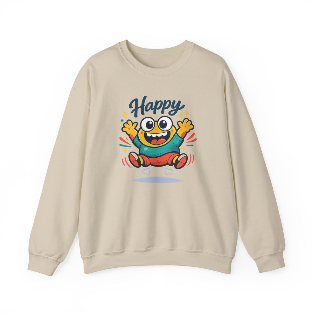 Happy Blob Cartoon Crewneck Sweatshirt | kawaii minimal, thick outline
